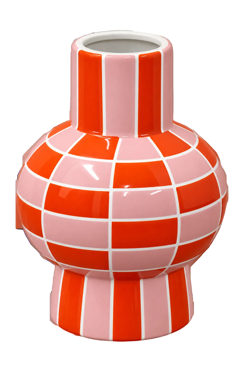 Vase géométrique orange et rose