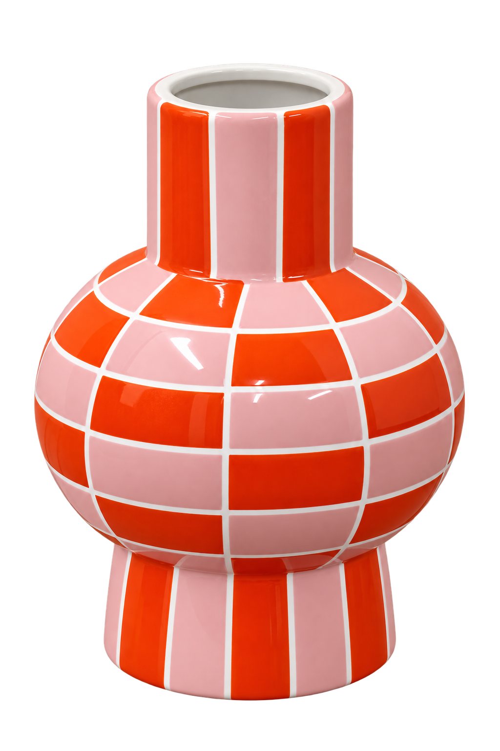 Vase géométrique orange et rose