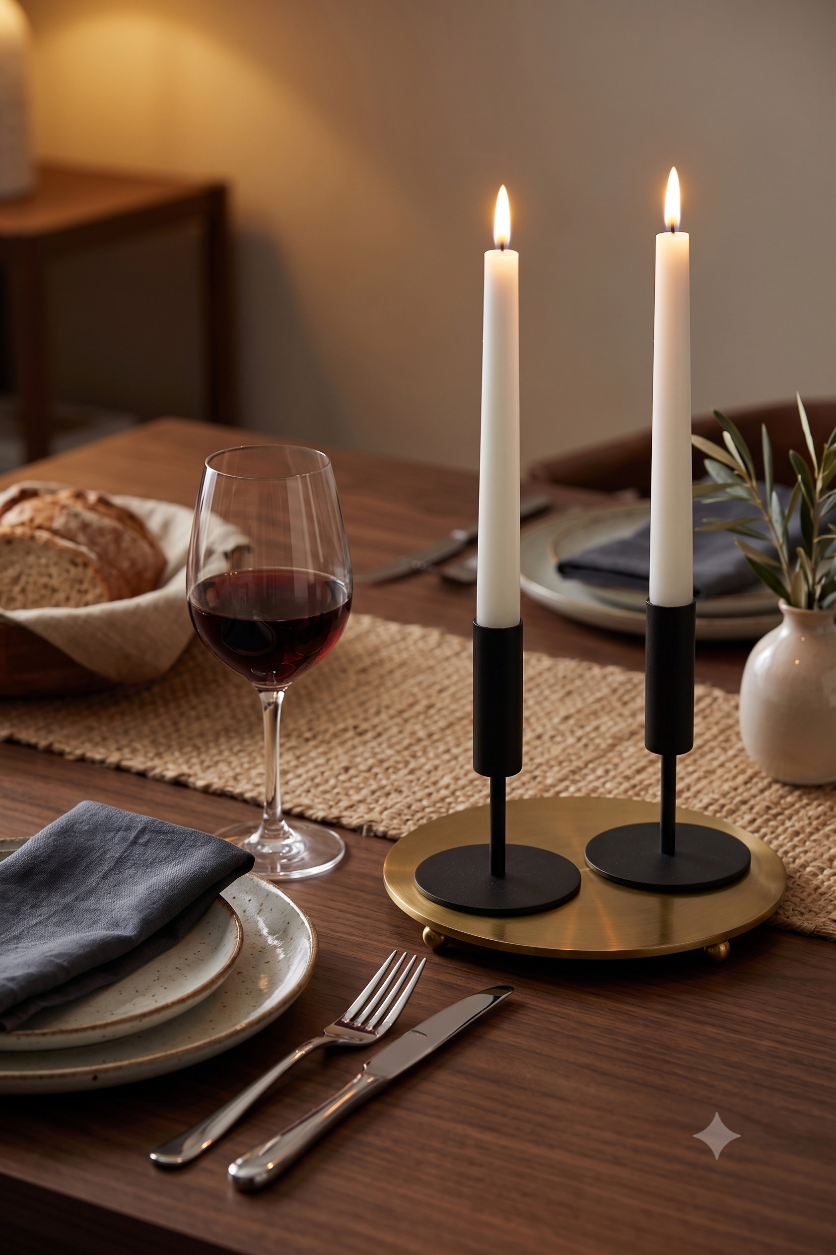 Bougeoirs metal noir (lot de 2)
