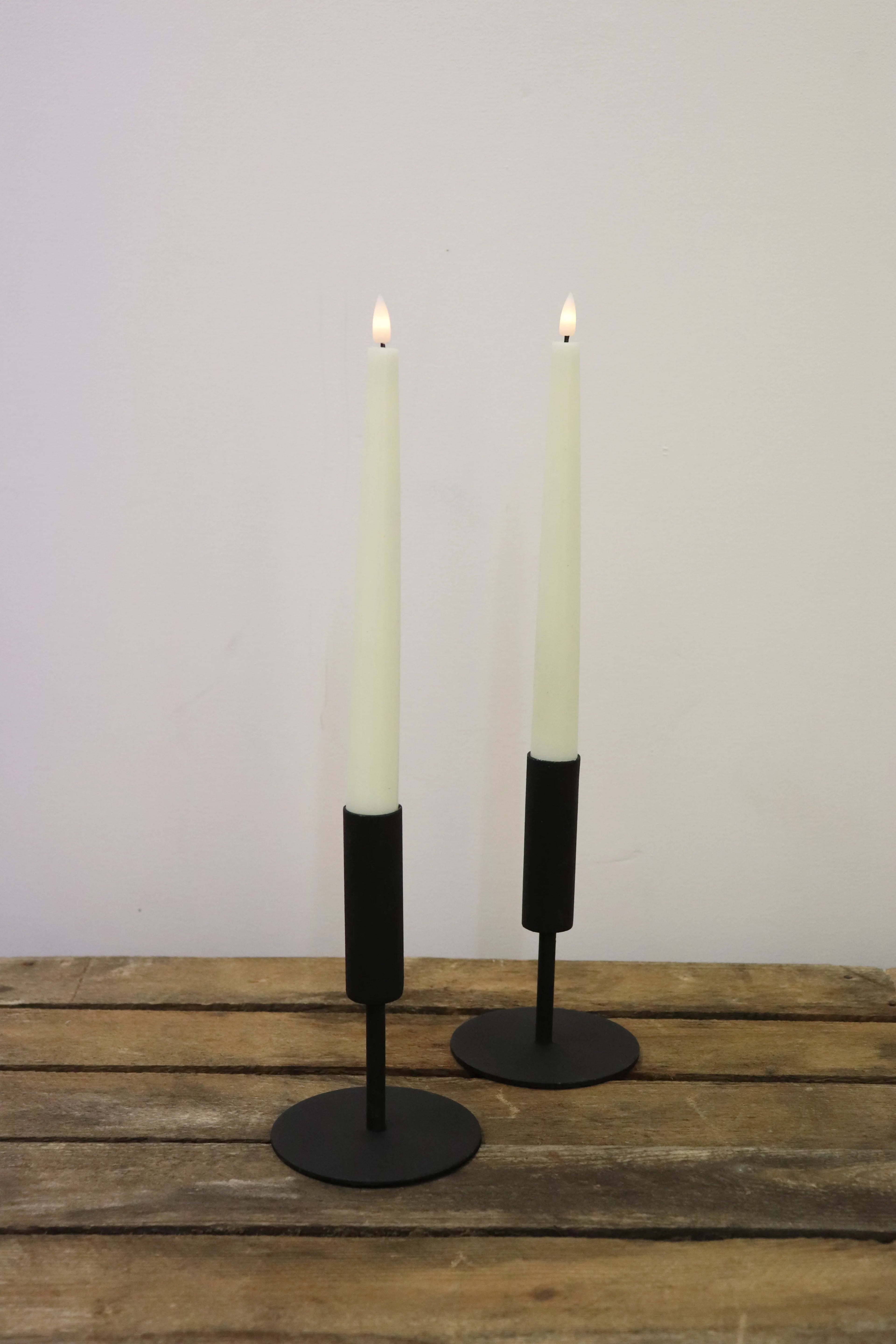Bougeoirs metal noir (lot de 2)
