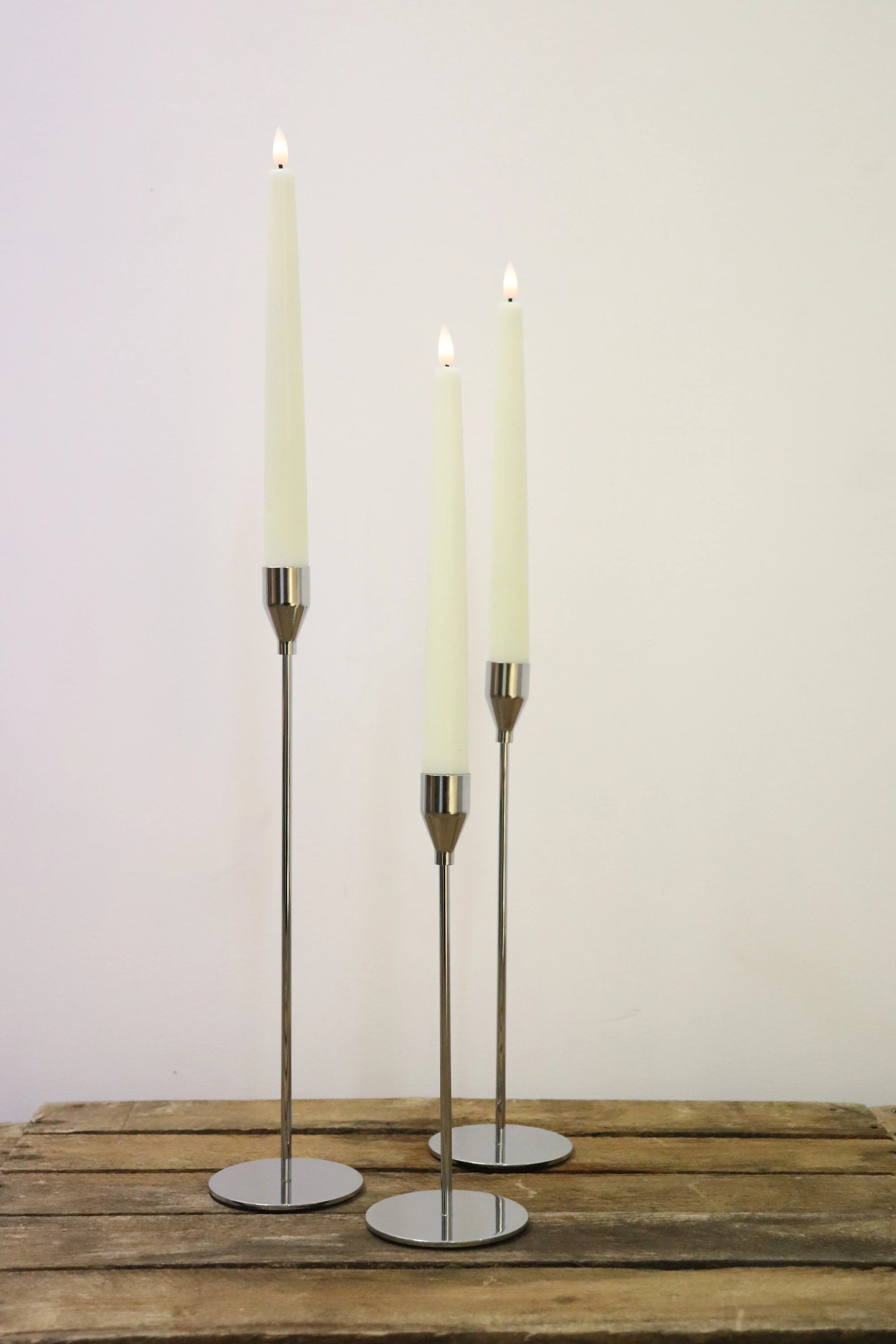 Bougeoir sur pied argent (lot de 3)