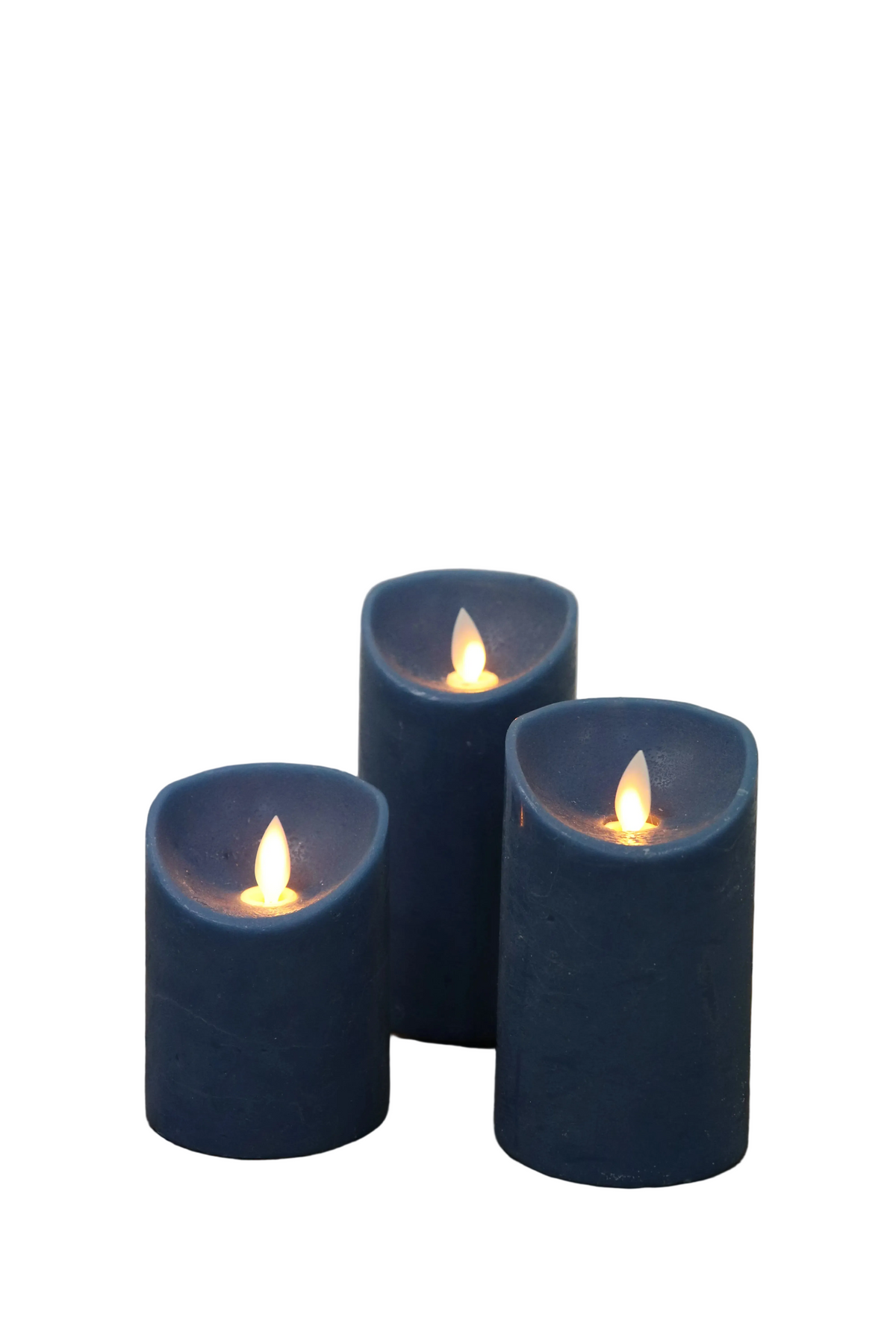 Lot de 3 bougies pilier LED bleues