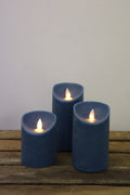 Lot de 3 bougies pilier LED bleues