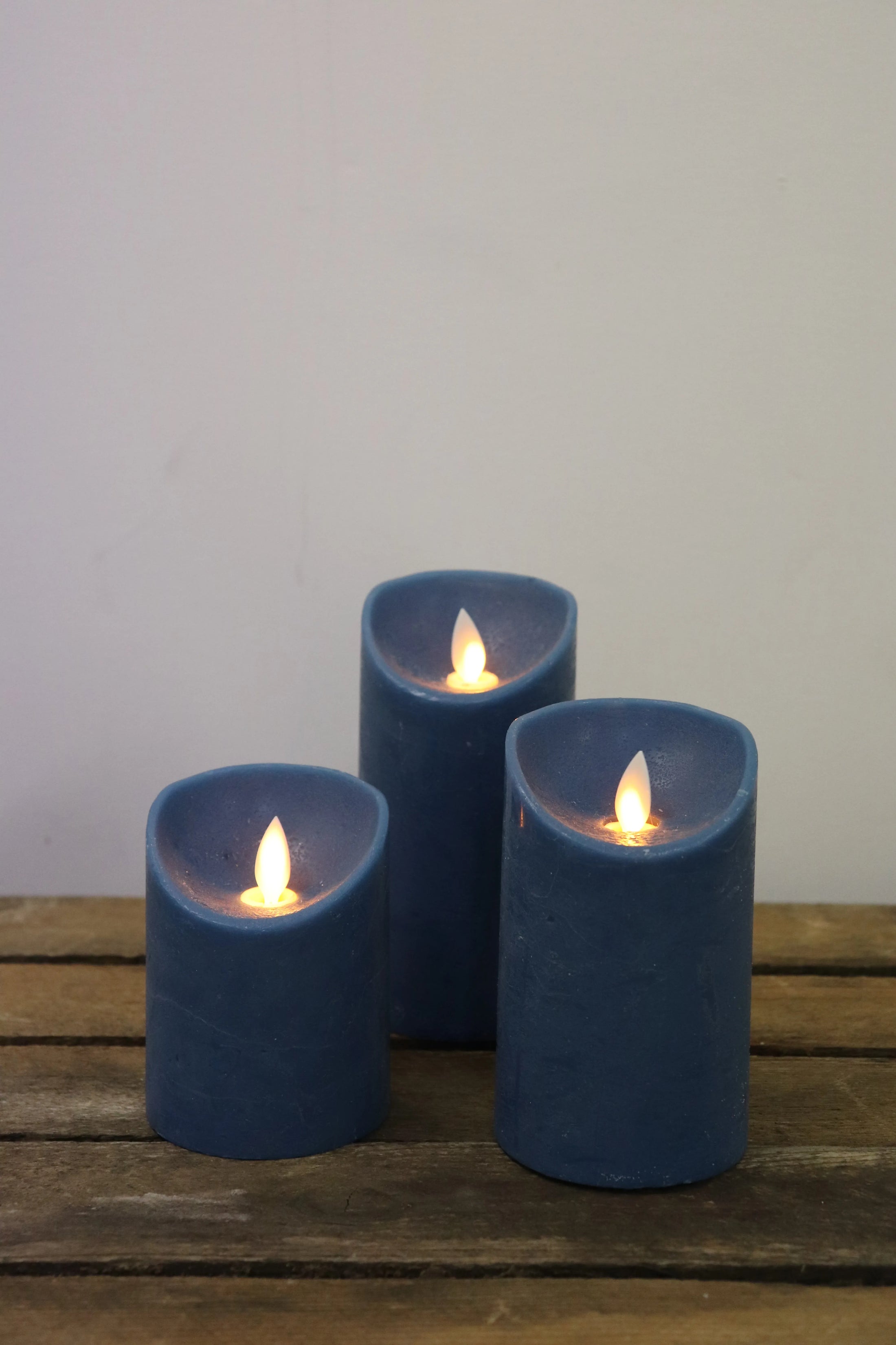 Lot de 3 bougies pilier LED bleues