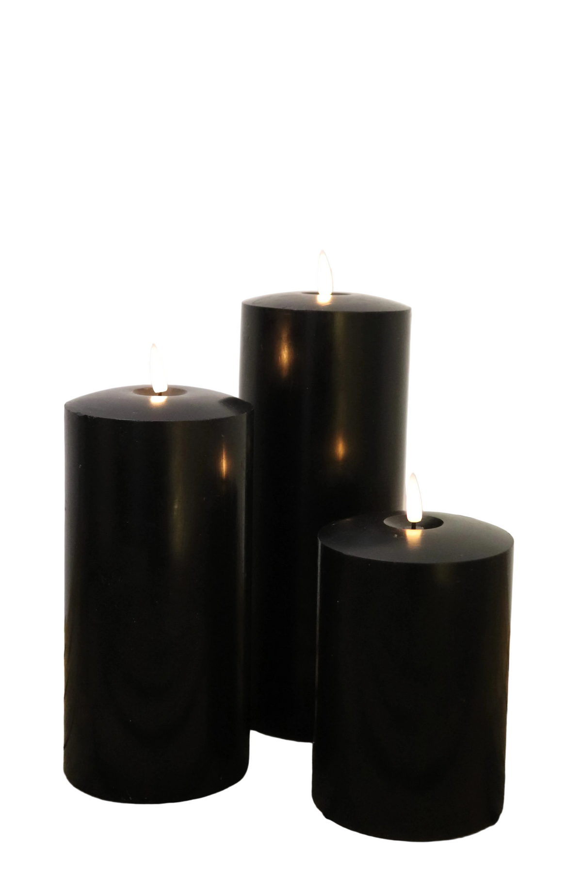 Bougies pilier XXL Led Noires (lot de 3)