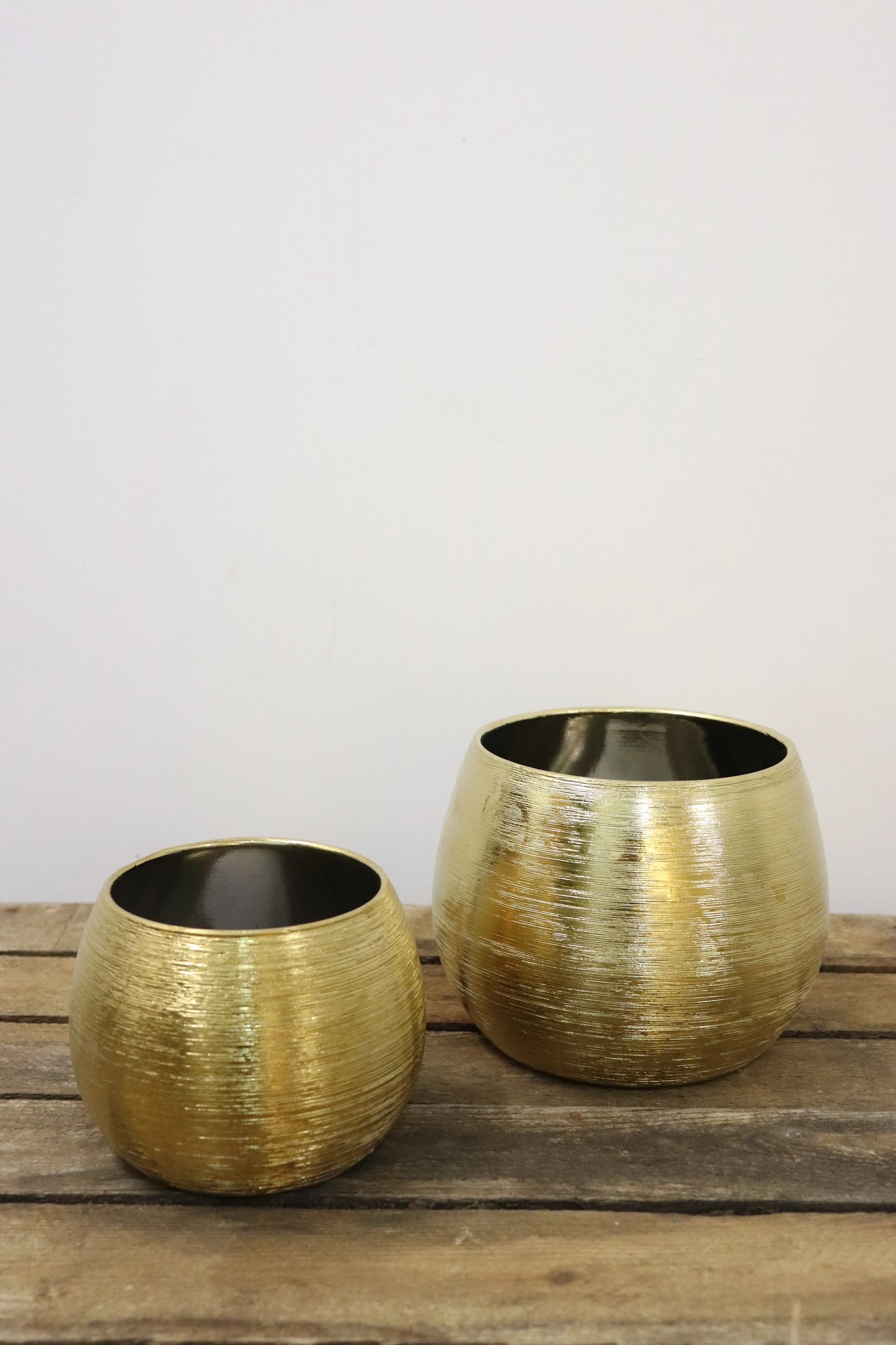 Cache pot céramique doré (lot de 2)