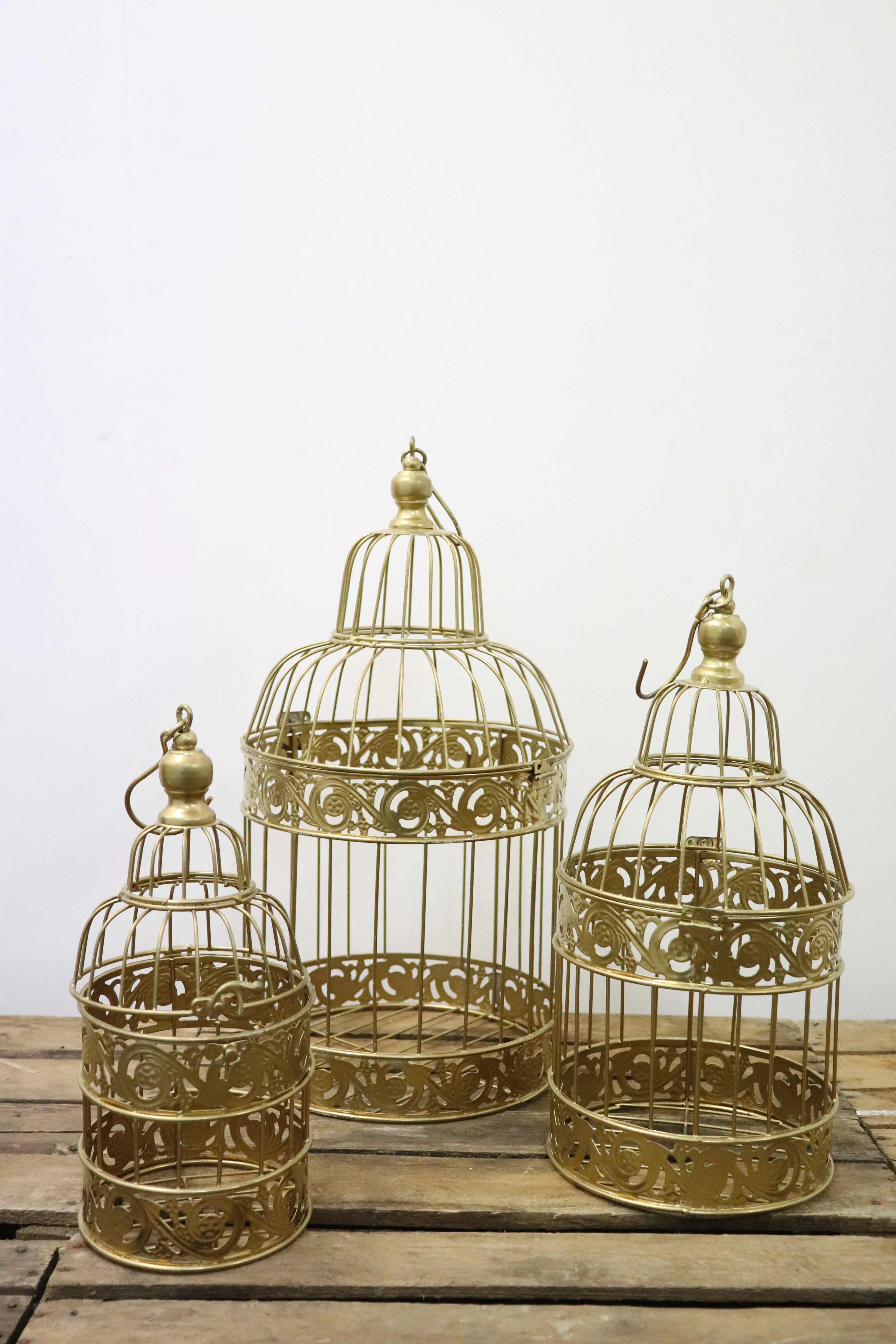 Cage à oiseaux doré (lot de 3)