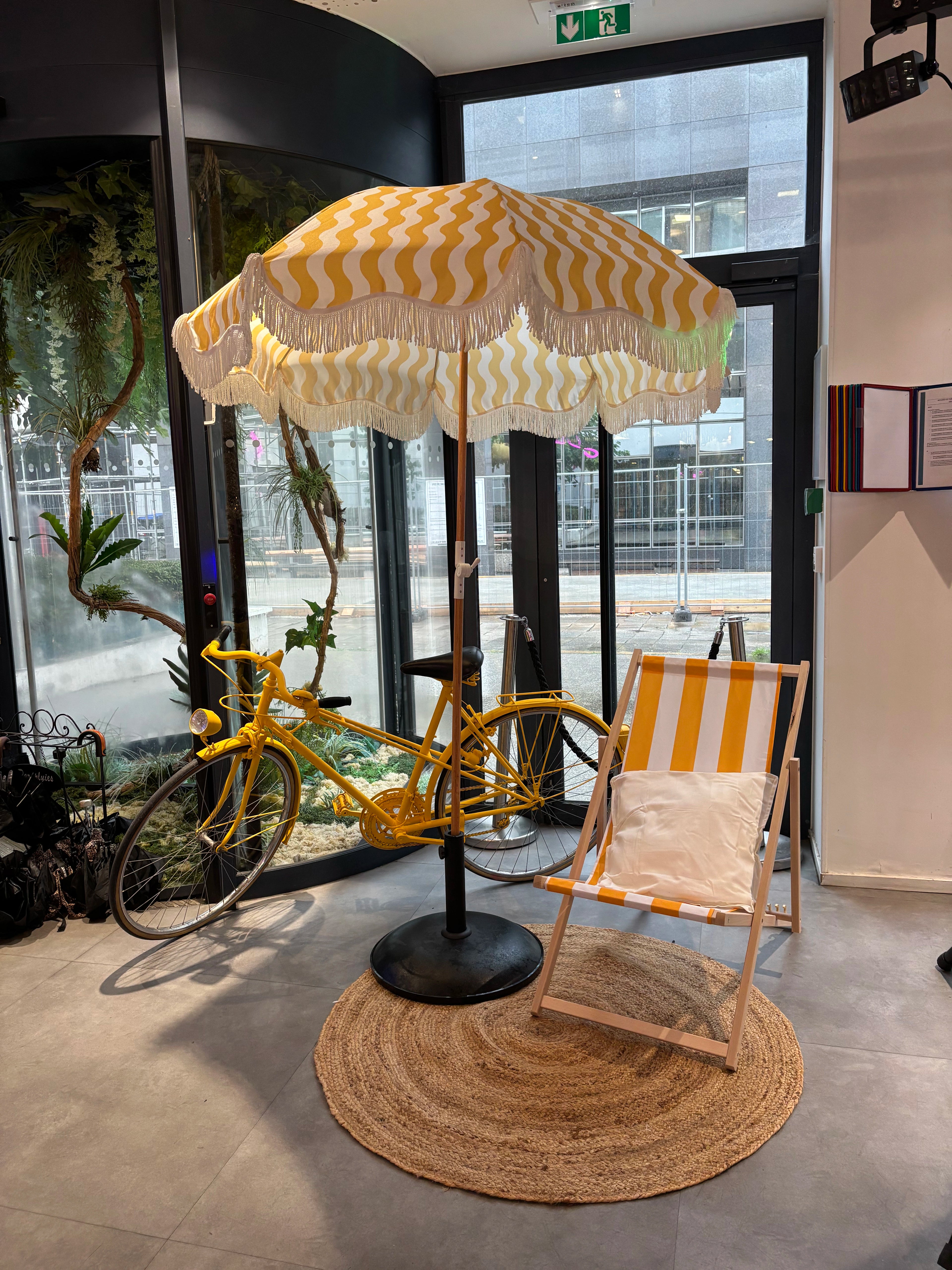 Parasol à rayures Jaune/Blanc