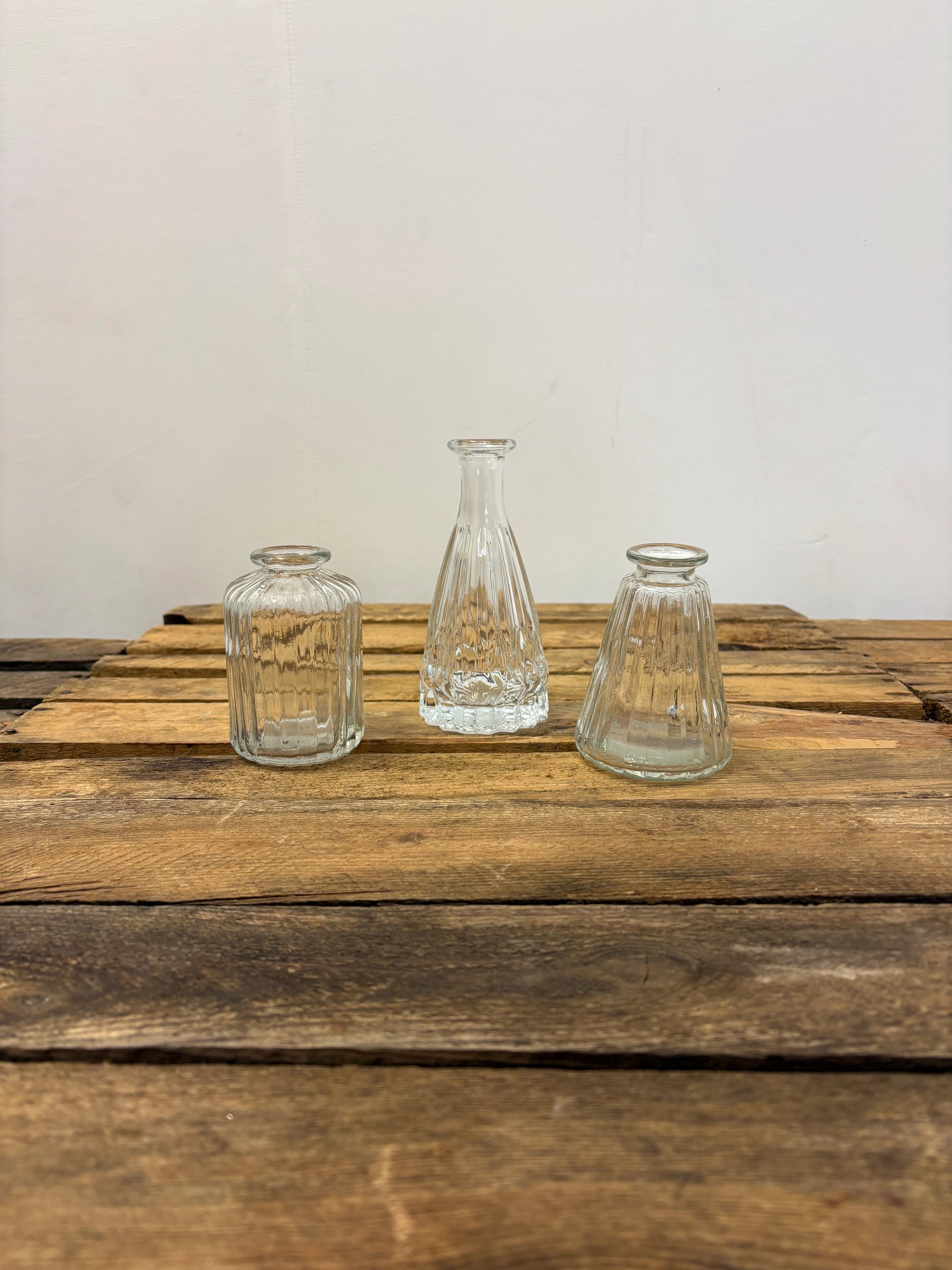 Lot 3 vases soliflor verre