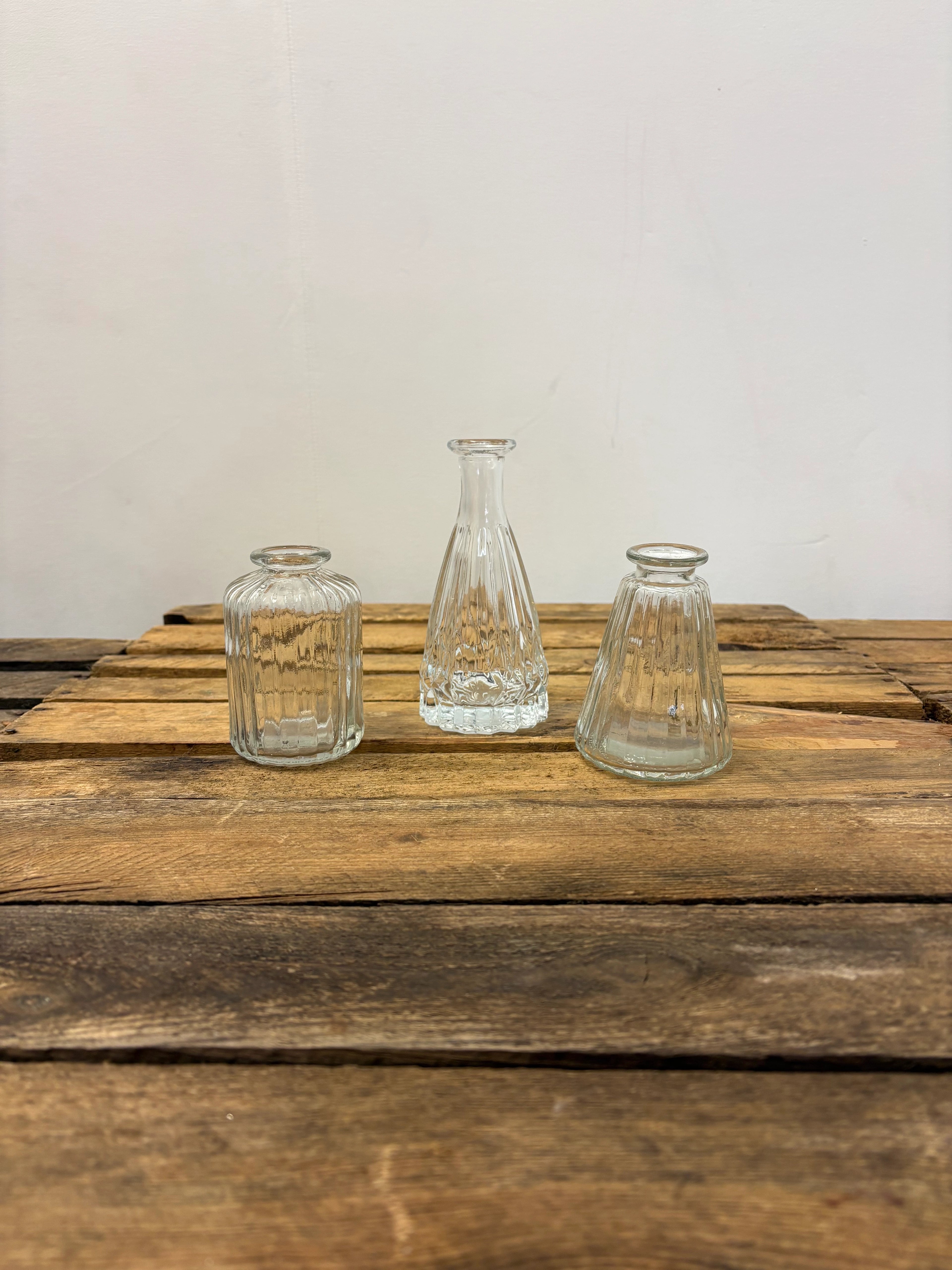 Lot 3 vases soliflor verre