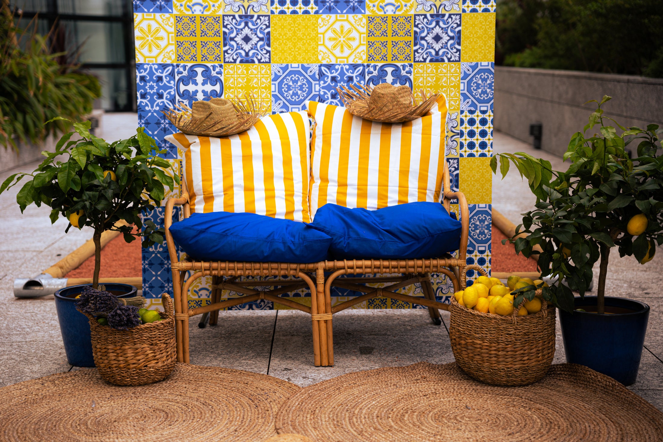 Banquette rotin 2 places