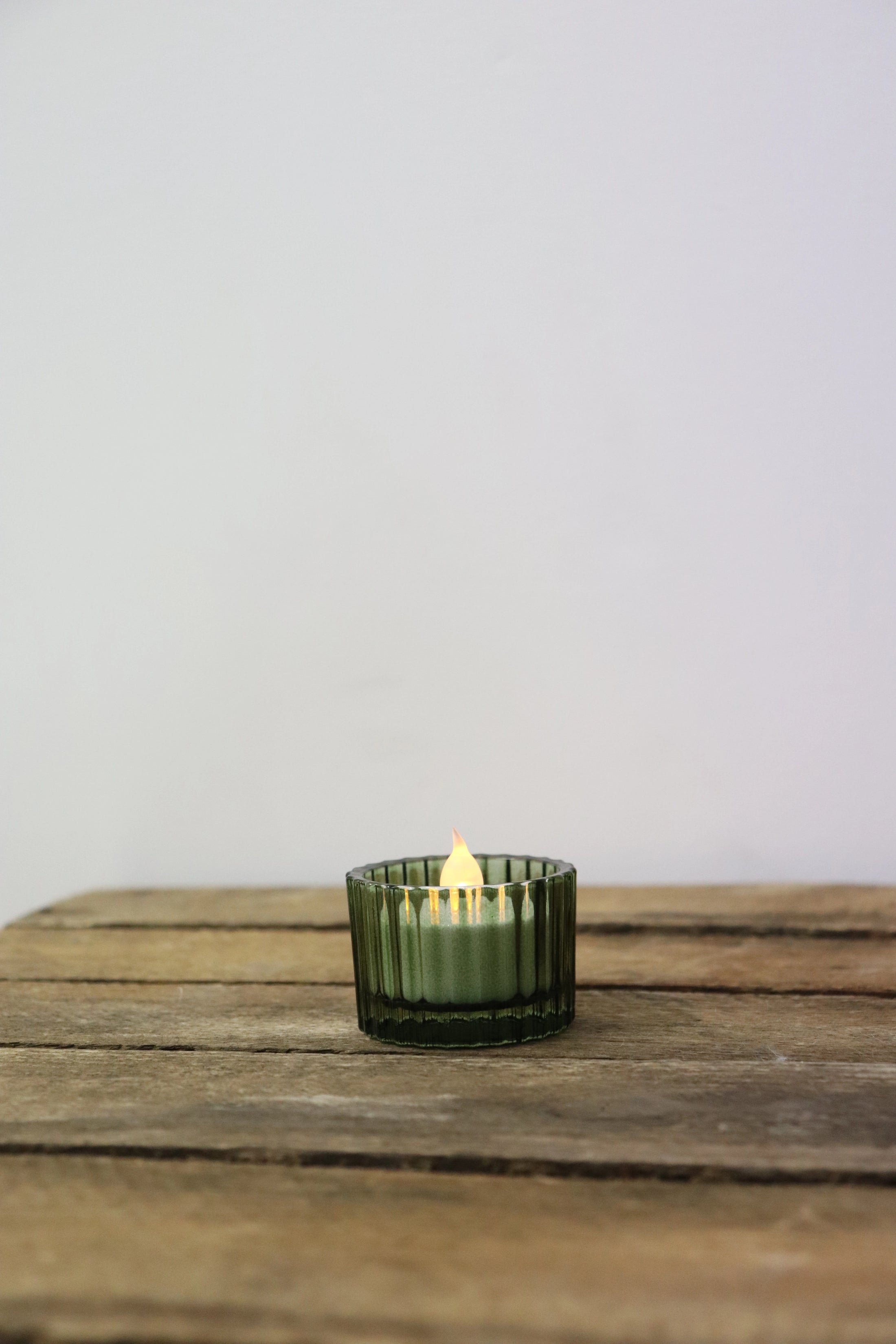 Photophore rond en verre vert