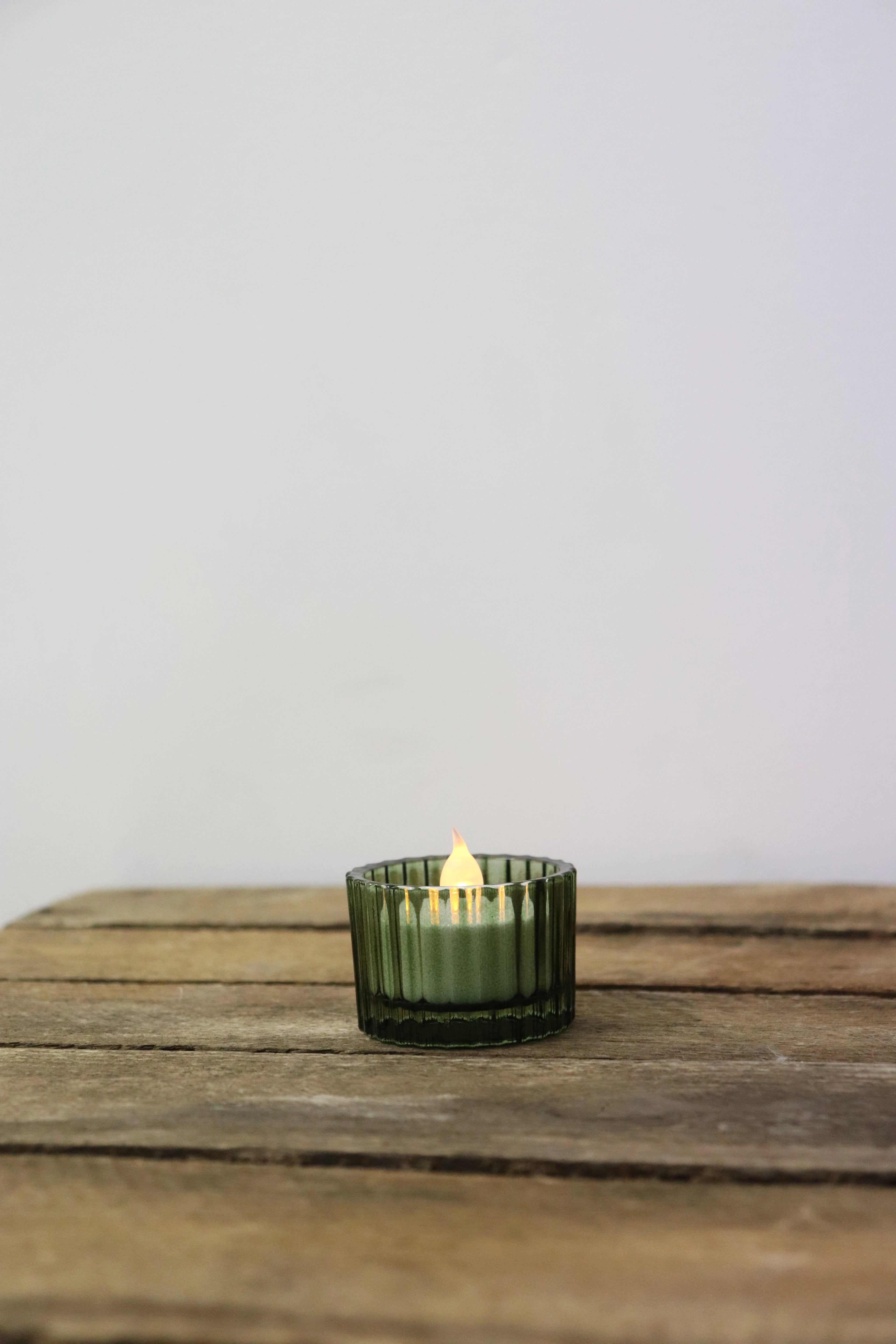 Photophore rond en verre vert