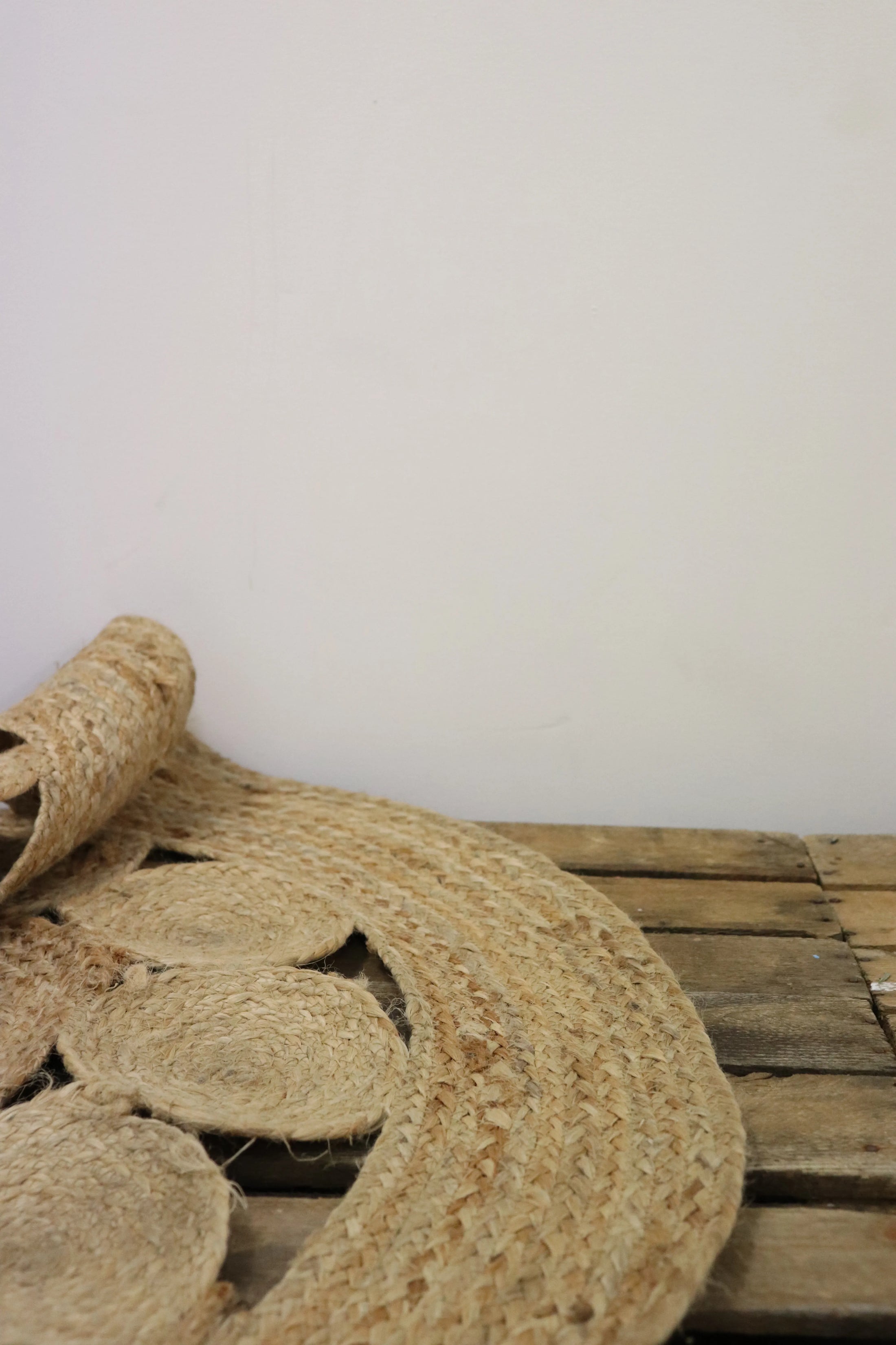 Tapis rond jute fleur
