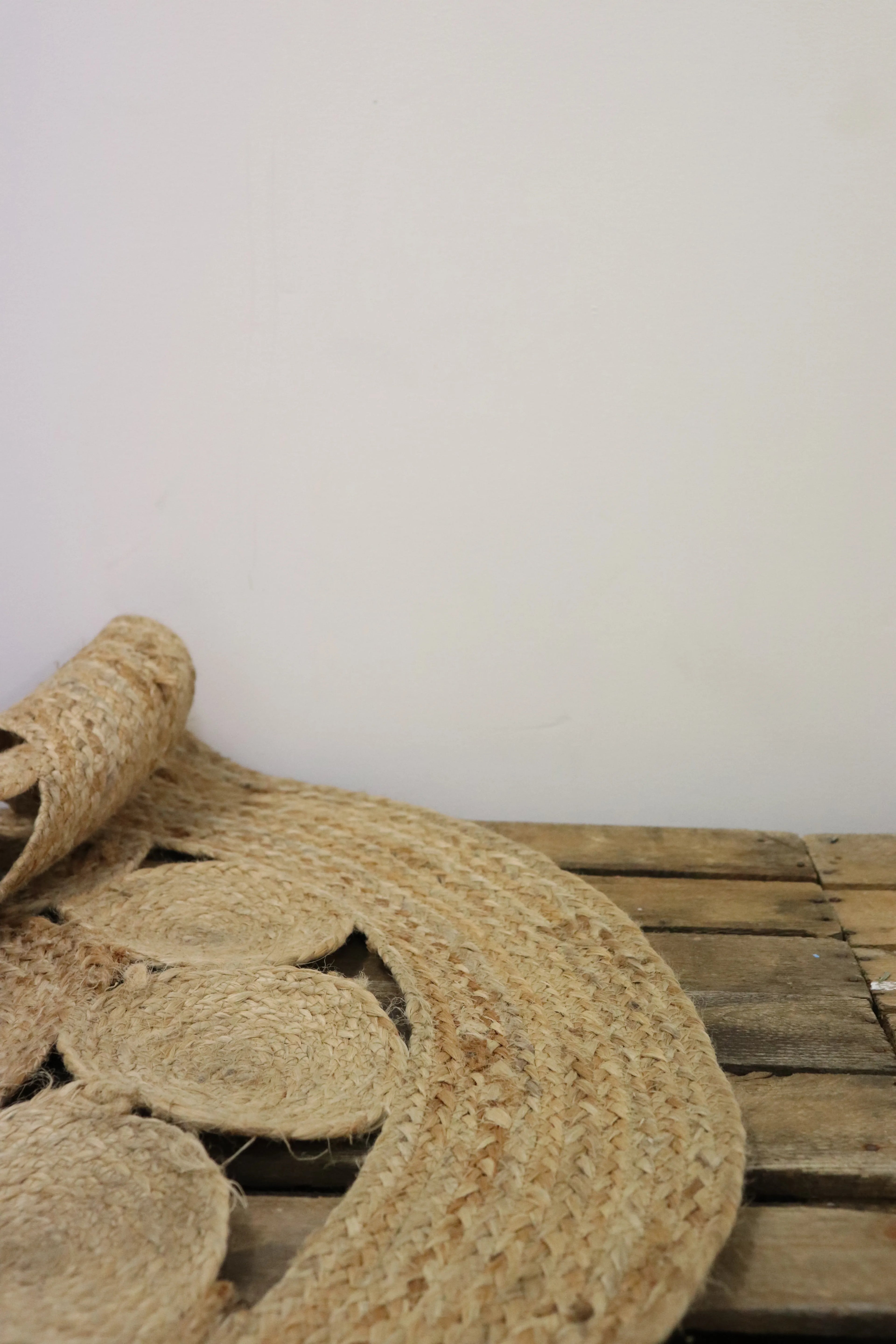 Tapis rond jute fleur